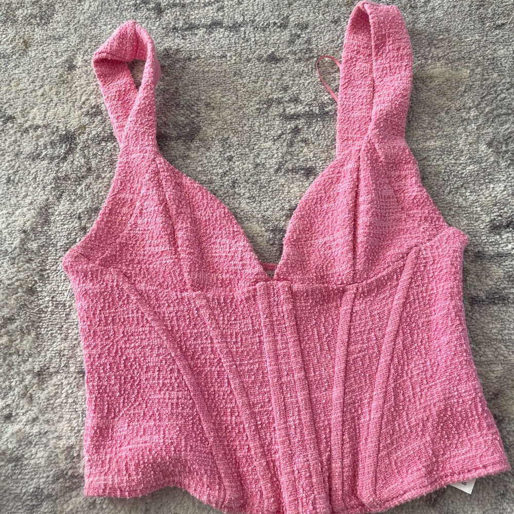 Zara Pink Smocked Bustier Tank Top